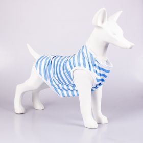 Pet Vest Comfortable Breathable Stripes Vest Dog Clothes (Option: Light Blue White-S)