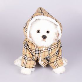 Dog Hooded Sweater Plaid Pet Clothes (Option: Yellow-S)