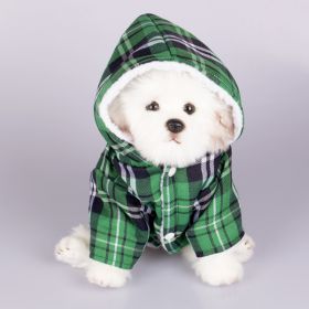 Dog Hooded Sweater Plaid Pet Clothes (Option: Green-M)