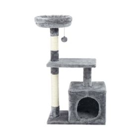 Cat Tree House 3 Tier Scratching Post (Color: Gray)