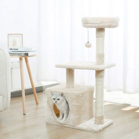 Cat Tree House 3 Tier Scratching Post (Color: Biege)