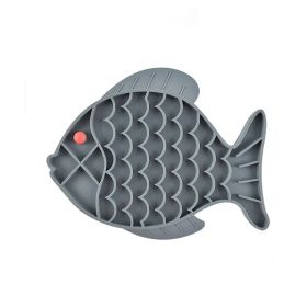 Silicone Lick Mat For Pet Dogs Slow Food Plate Rice Bowl For Small Medium Dog Anti Gulping Choking Feeder Puppy Treat Dispenser (Color: Gray)