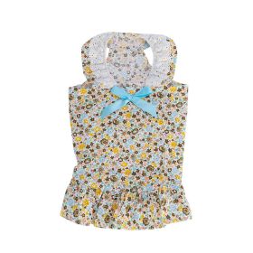 Cute Pet Skirt Bow Thin Dog Clothes (Option: Yellow Floral-L)