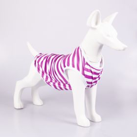 Pet Vest Comfortable Breathable Stripes Vest Dog Clothes (Option: Purple white-M)