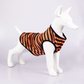 Pet Vest Comfortable Breathable Stripes Vest Dog Clothes (Option: Black Orange-M)